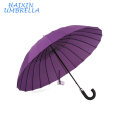 Super 27" Wholesale Chinese Pink Women's Long Handle Manual Open 24 Rib Straight Walking Stick Large Rain Umbrella for Sale